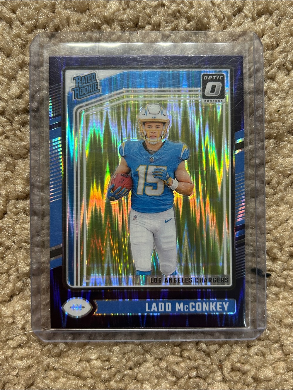 2024 Donruss Optic Purple Shock Rated Rookie Ladd McConkey #266 Card